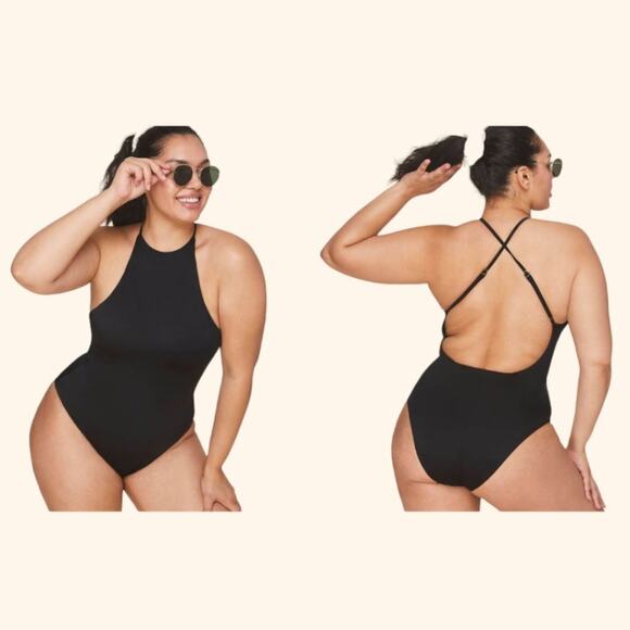 Andie The Asbury Black One Piece Swimsuit Size Large NWT $128 MSRP